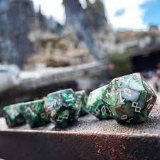 Pyrite Green Imperial Jasper - 7 Piece RPG Set TruStone Dice